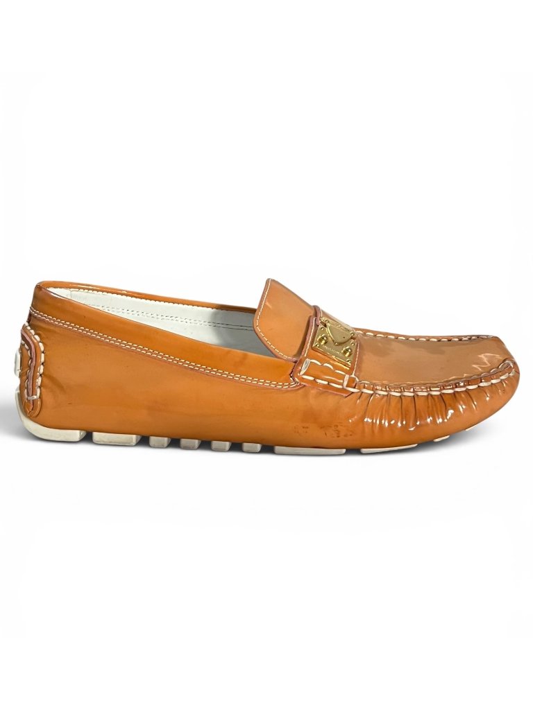 Louis Vuitton Lombok Patent Leather Tan Loafers Gold-Tone Hardware Size 36 1/2